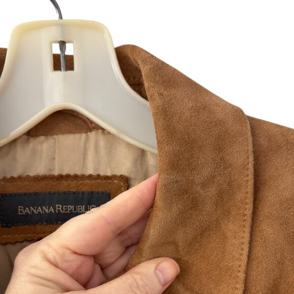 BANANA REPUBLIC WOMEN'S TAN SUEDE/LEATHER JACKET SZ S - Picture 9 of 9